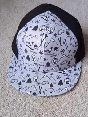 George Hats Black and White Ski Pattern Snapback Hat